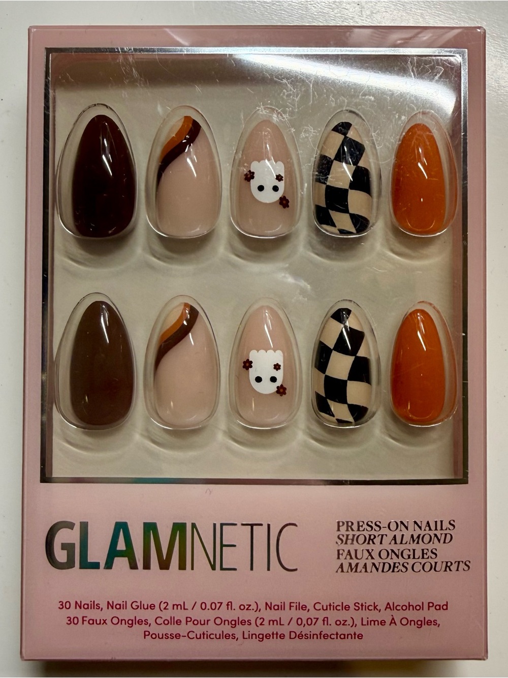 Glamnetic Fall Boo Neutral & Orange Short Almond Press-On Nails